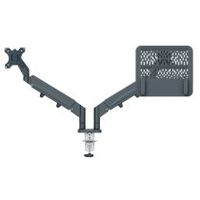 brazo dual para monitor y portatil ergo spacesaving gris oscuro