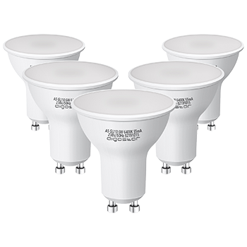 Aigostar Bombilla LED 6W GU10, Luz blanca fría 6400K, 440lm, Bajo consumo, no regulable, Paquete de 5 Unidades