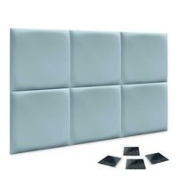 dhome juego de 6 paneles tapizados de polipiel premium pack autoadhesivos para pared acusticos absorbentes proteccion celeste 60x60cm x6
