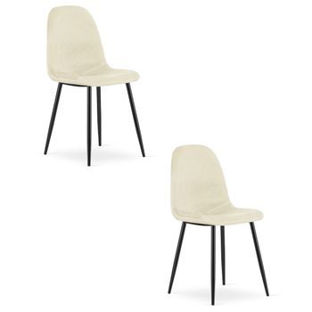 Set De 2 Silla De Comedor Tela De Terciopelo Valora Como Asiento De Terciopelo Beige