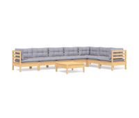 juego de muebles de jardin 8 pzas y cojines madera maciza pino vidaxl