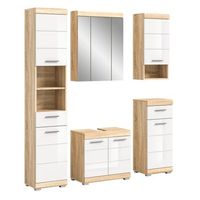 conjunto de muebles de bano ridley r muebles bajo lavabo mueble con espejo columna y medias columnas r blanco y roble