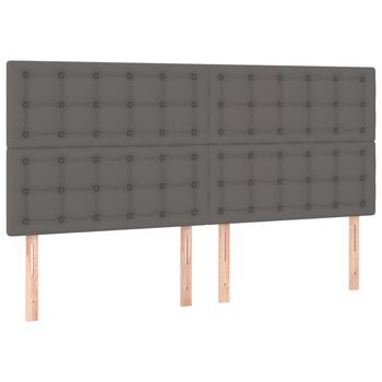 Pack 4 Uds Cabeceros Cama | Panel De Cabeceras De Cuero Sintético Gris 90x5x78/88cm
