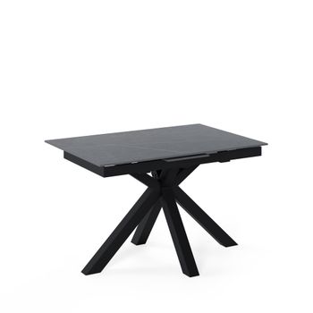 Mesa extensible porcelánica de 120cm tapa gris patas negro