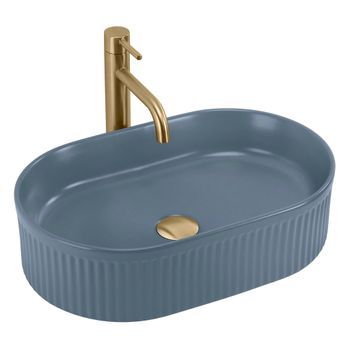 Lavabo Sobre Encimera Rea Vanda Blueberry Matt 48 Ovalado, Blue 49 X 31 X 13 Cm