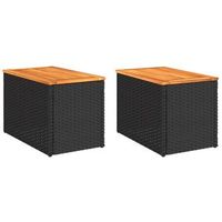 2 uds mesas auxiliares  mesita auxiliar  mesa de cafe de jardin ratan madera negro 55x34x37cm