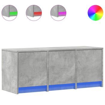 Mueble De Tv | Mueble De Salón | Gabinete De Tv Led Madera Ingeniería Gris Hormigón 97x34x40 Cm