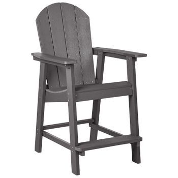Silla De Bar Tumbona De Madera Plástica Para Patio Jardín Gris Oscuro Adirondack