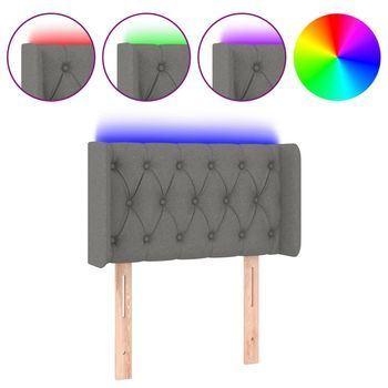 Cabecero Cama | Panel De Cabecera Con Led De Tela Gris Oscuro 83x16x78/88 Cm