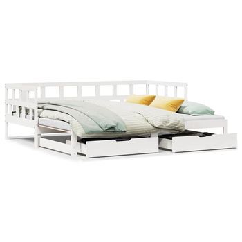 Sofá Cama Nido Con Cajones Sin Colchón Blanco 80x200 Cm Vidaxl