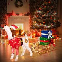 decoraciones navidenas iluminadas combo de perro trineo y cajas de regalo de navidad con 170 luces led cfw55251
