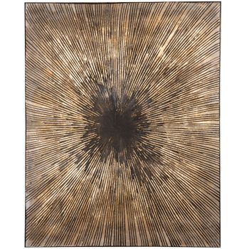 Cuadro pintado, marrón, dorado y negro, 80x100 cm