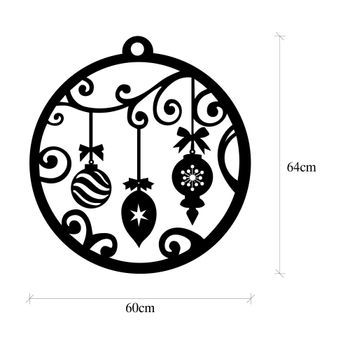 Decoración Pared De Metal Xmasblack-28 Negro 60x64 Cm