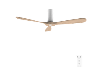 Ventilador de techo - Cecotec EnergySilence 5400 Classic, Motor DC 40 W, Mando, 6 velocidades, Temporizador 8h, 3 aspas, Blanco y madera clara