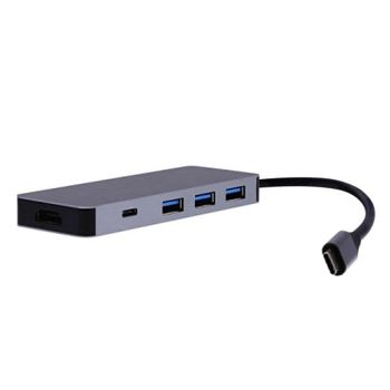 Concentrador USB C TnB HUBALU6 6 en 1 HDMI USB 3.0 Aluminio Gris