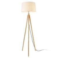 lampara de pie tomar - tripode - altura 153 cm - metal tela - 43 x 38 x 24 cm - blanco y madera - 1 x e27 luxpro