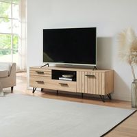 mueble tv noppen con cajon y 2 puertas aglomerado 150x38x49cm - roble encasa