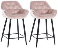 set de 2 taburetes de bar con reposapies en terciopelo rosado