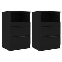 pack 2 uds mesitas de noche  mesa auxiliar  mesilla madera contrachapada color negro