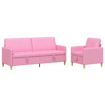 Juego De Sofás Con Almacenamiento 2 Pcs Rosa Poliéster Vidaxl