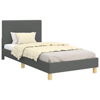 Cama Para Niños Con Cabecero Gris Oscuro 90 X 190 Cm Tela