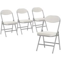 homcom set de 4 sillas plegables acolchadas sillas plegables con cubierta de cordon respaldo marco de metal cremeweis