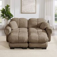 sofa modular de 2 plazas en forma de u de chenilla con otomana movil cojines gruesos y comodos facil de montar para salon marron