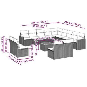 Conjunto De Sofás Para Patio Exterior (incluye Cojines, Combinación De 14 Piezas)