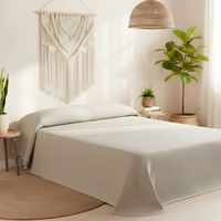 colcha de cama pique beige - calidad hotel - tejido poli algodon - oekotex color beige talla cama 180200