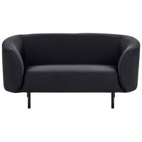 sofa 2 plazas de poliester negro suave patas negras retro glamour loen