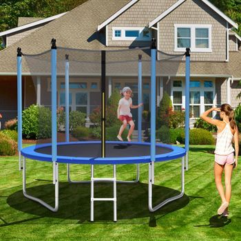 Cama Elástica De Exterior 305 Cm Con Red De Seguridad Y Tubos Galvanizados Antióxido Para Niños Y Adultos Cfw60228