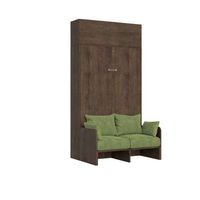 cama plegable kentaro de 120 cm tamano queen con sofa y mueble de pared de nogal color verde