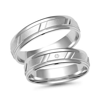 Alianzas 18 quilates oro blanco con diamante