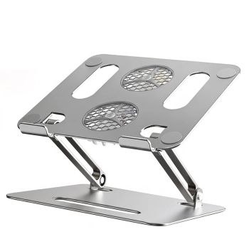 Soporte portátil para portátil de aluminio B3 plegable con dos ventiladores RGB de enfriamiento y control de velocidad,