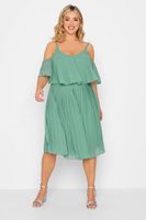 yours london vestido plisado verde hombros descubiertos mujer curvy y tallas grandes yours london