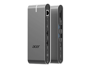 Docking Station - Acer USB -C, Universal, 15 puertos en 1, Plata