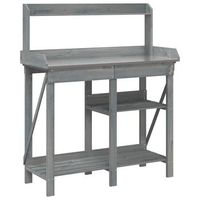 banco para macetas con estantes madera maciza de abeto gris