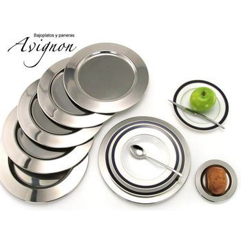Juego De Platos De Pan Y Mantequilla De Acero Inoxidable (12 Piezas) Avignon, 6 Paneras (14,5 Cm), 6 Bajoplatos (32 Cm)