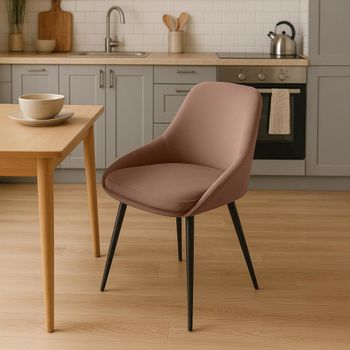 Silla de comedor con reposapiés en terciopelo marrón