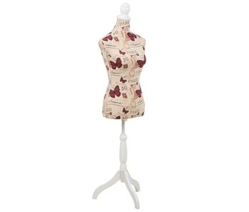 Maniquí de madera y espuma forrado de tela marrón 24x37,5x168