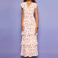rixo meena shell-print crepe maxi dress - uk 10