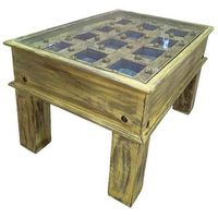 mesa de centro de madera artesanal 77x56x45h cm