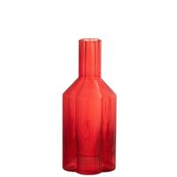 jarra  de cristal rojo 11 x 27 x 11 cm