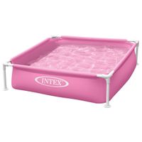 piscina desmontable pequena intex color rosa medidas 122x122x30cm forma cuadrada incluye tapon para desague y parche de reparacion capacidad de 342l