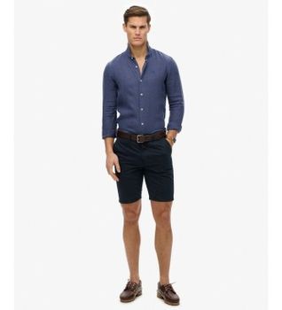 Superdry para hombre. M4011054A Camisa Vacation marino (M), Casual, Lino, Manga larga