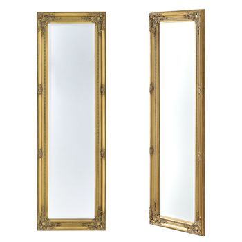 Espejo De Pared - Cuerpo Entero - Livorno - 132 X 42 X 3,5 Cm - Marco De Madera De Eucalipto - Decoración De Salón Recibidor Dormitorio - Dorado [en.casa]®