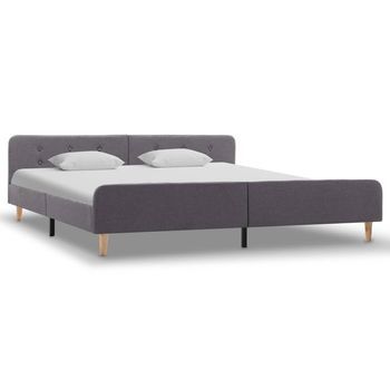 Cama Matrimonial | Cama Doble | Estructura De Cama De Tela Gris Claro 180x200 Cm Cfw62011