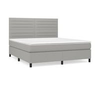 cama box spring con colchon tela gris claro 180x200 cm rayas horizontales
