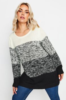Yours Jersey De Punto Gris Bloques De Color, Mujer Curvy Y Tallas Grandes, Yours