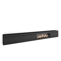 mueble tv television muebles de salon almacenaje 368x45x35 chimenea electrica xxl estilo moderno negro
